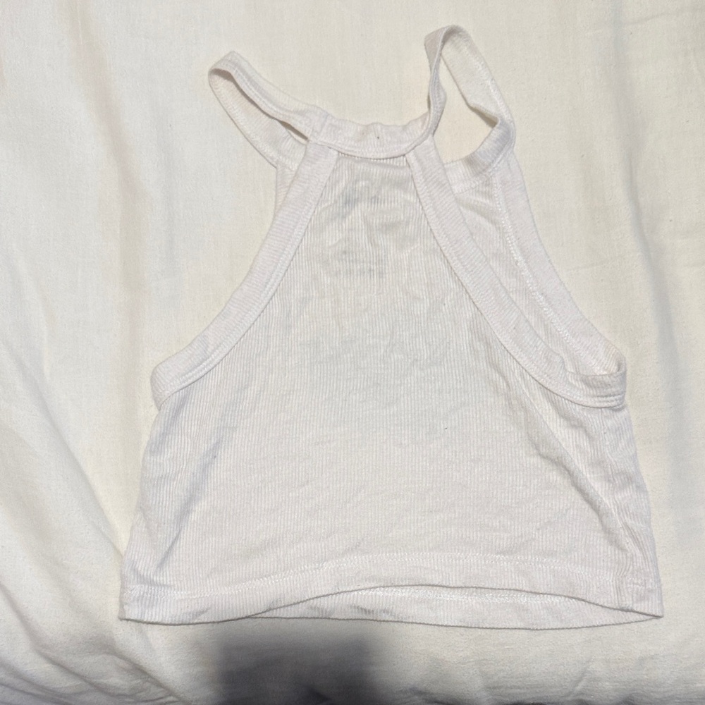 Boys Lie Angel Rhinestone White Ribbed Tank with Subtle Black Print - Picture 3 of 3